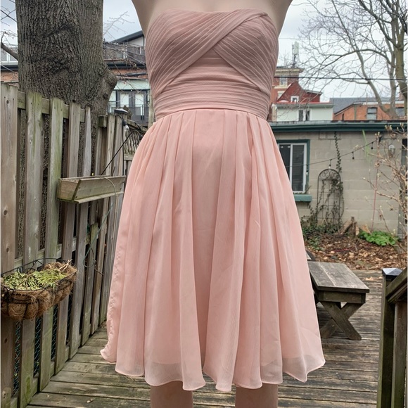 Blush Knee-Length Chiffon Bridesmaid Dress - Picture 3 of 4
